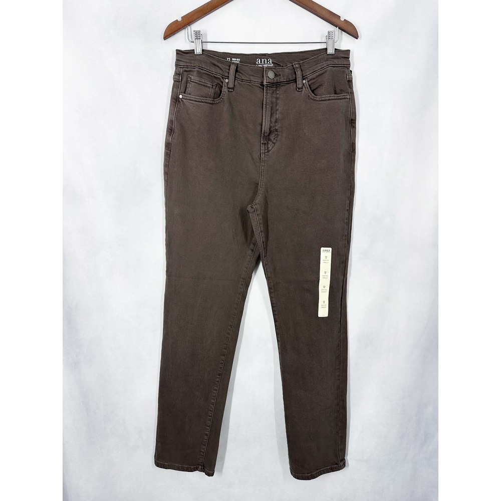 a.n.a Cotton Dark Brown High-Rise Straight Leg Jeans Womens Size 12